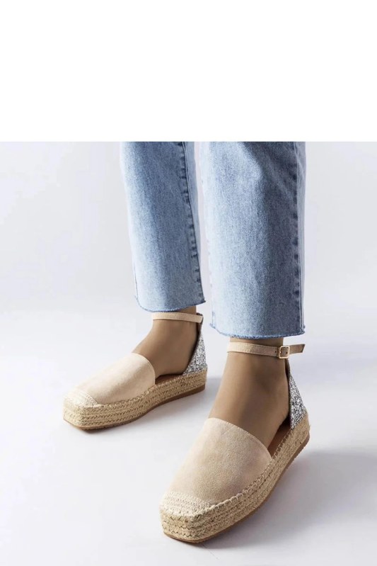 Dámské espadrilky 22883 béžová se stříbrnou - FLYFOR