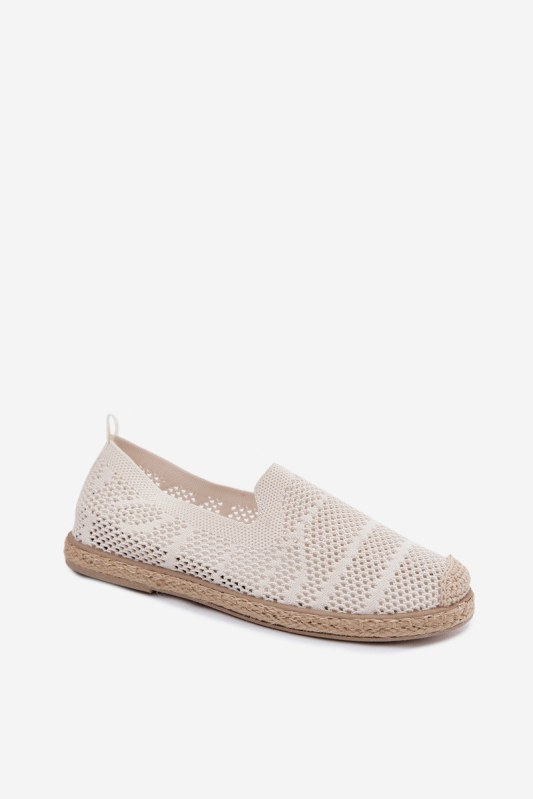 Dámské síťované espadrilles z&nbsp;textilu světle béžové Candessa - Dámské boty Ženyespadrilky