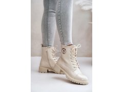 Dámské kotníkové šněrovací boty 089 model 201747 ecru - super Me