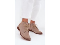 Semišové kotníkové boty na plochém podpatku cappuccino zazoo 4078