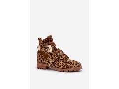 Dámské kotníkové boty lu boo semišové s vykrojením leopard rock Girl