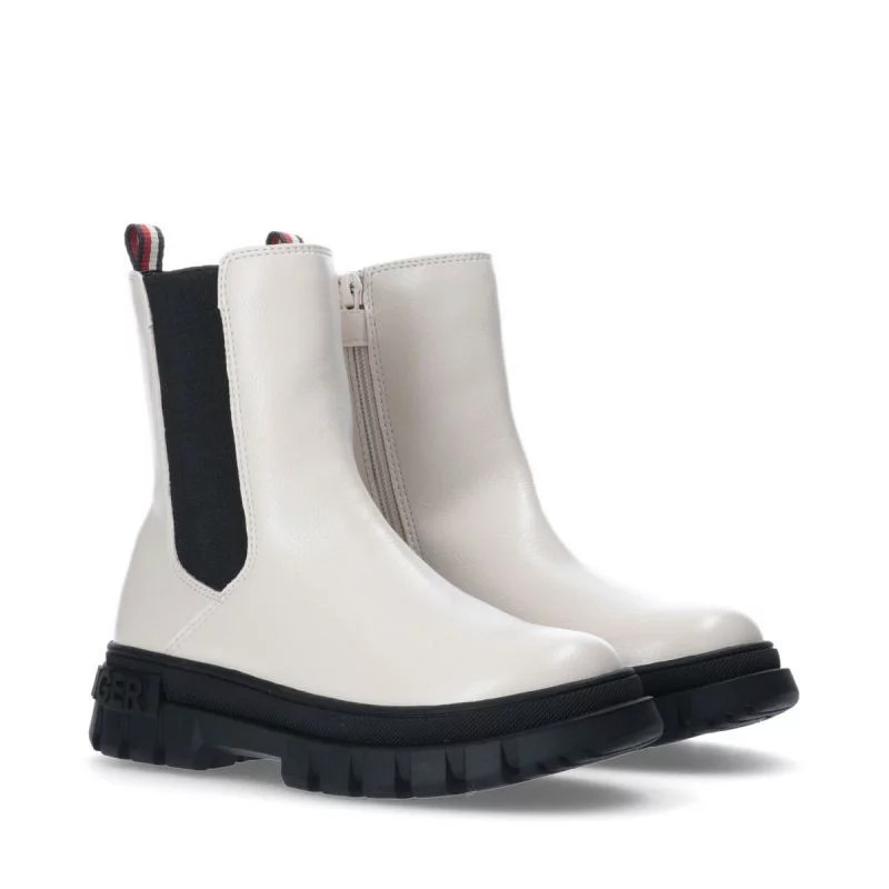 Dámské kotníkové boty t3a5-33058-1355101-101 ecru s&nbsp;černou - tommy Hilfiger - Dámské boty Ženykotníkové
