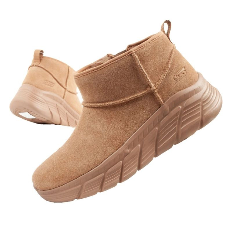 Skechers zimní kotníkové boty zateplené kožené hnědé dámské - Dámské boty Ženykotníkové