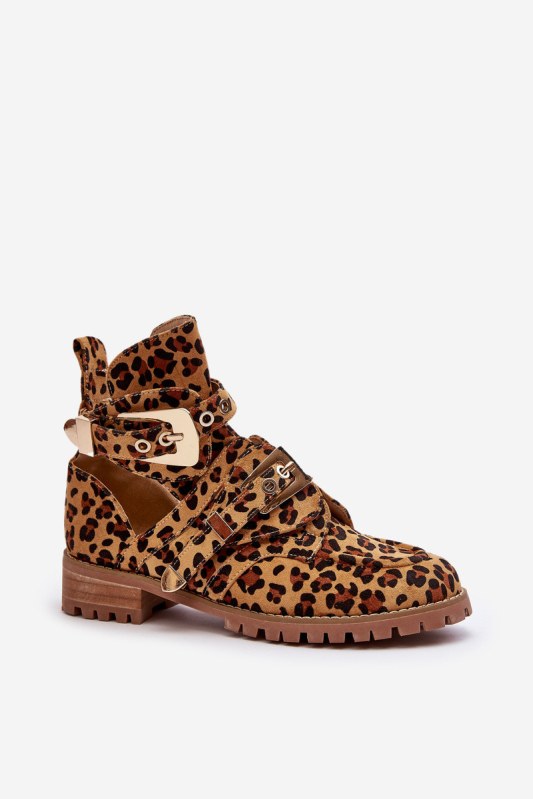 Dámské kotníkové boty lu boo semišové s&nbsp;vykrojením leopard rock Girl - Dámské boty Ženykotníkové
