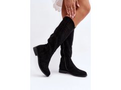 Ažurové kozačky hy66-150 192098 černé - step in style