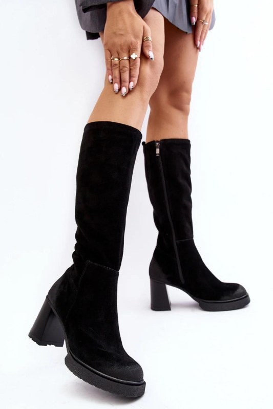 Kozačky na podpatku model 189037 step in style - Dámské boty Ženykozačky