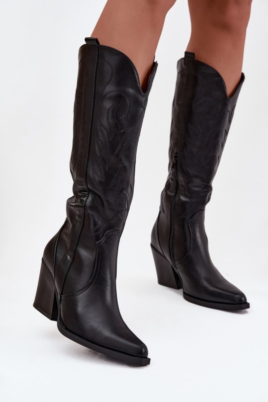 Kozačky na podpatku model 220714 step in style - Dámské boty Ženykozačky