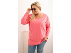 Dámská blůza plus size s lodičkovým výstřihem růžová