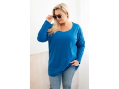 Dámská blůza plus size s&nbsp;lodičkovým výstřihem chabrová