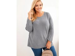 Dámský svetr plus size s&nbsp;lodičkovým výstřihem grafit