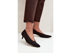 Černé semišové lodičky s kitten heel Nuretta