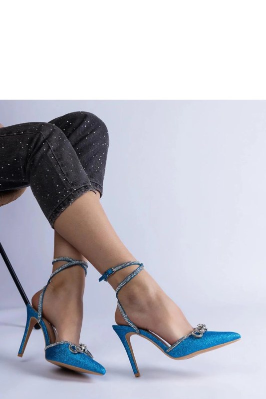 Dámské lodičky na jehlové podpatku h2810 světle modrá třpyt - bellamica Shoes