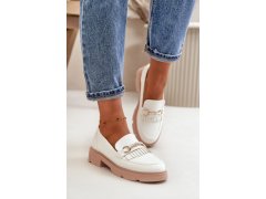 Dámské mokasíny w-16 bílá s béžovou - day-vine Shoes