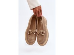 Zazoo 3429 semišové dámské mokasíny s ozdobou Beige