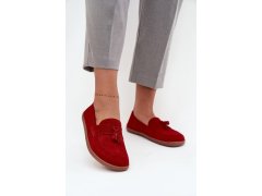 Kožené semišové mokasiny typu barefoot zazoo 322 červené