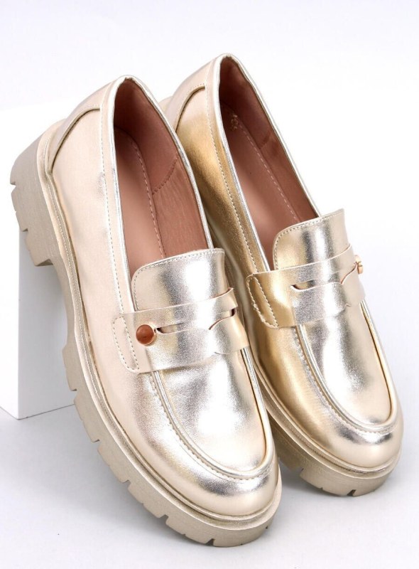 Kožené dámské mokasíny 28359 1736 zlaté - ideal Shoes