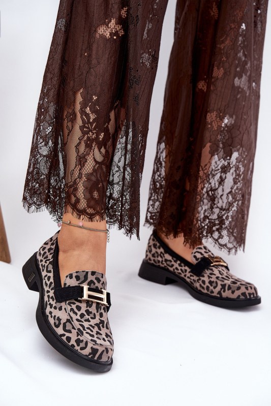 Kožené lakované mokasíny leopard vinceza 66790 Černé