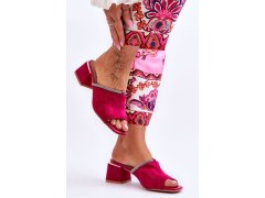 Semišové pantofle na vysokém podpatku s.barski kv-612-2 Fuchsia