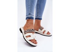 Dámské kožené pantofle s suchým zipem leopard vinceza 66769 světle Béžové
