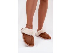 Ženské pantofle s&nbsp;kožešinou camel Carisse