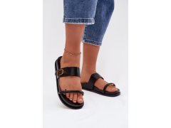 Dámské pantofle se zlatým sponou černé Sarilisse