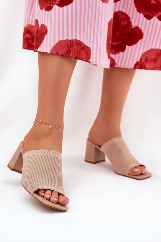 Pantofle fy35-1 béžové - step in style - Dámské boty Ženypantofle