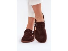 Semišové polobotky barefoot dámské s&nbsp;přezkou zazoo n1261 čokoládové