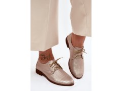 Kožené dámské elegantní šněrovací polobotky zazoo 4238 Zlaté