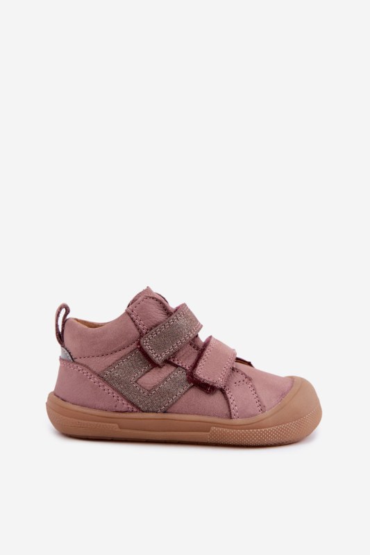 Kožené polobotky barefoot pro děti froddo g2130380-3 špinavě růžové