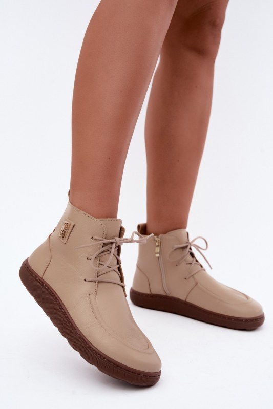 Dámské kožené barefoot polobotky s izolací zazoo 3077 béžové