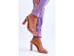 Elegantní vázané sandály s kamínky nude Nessy