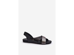 Zazoo 40141 kožené sandály na suchý zips Černé