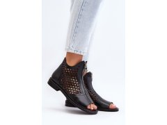 Zazoo 977/l kožené vyšívané sandály na zip