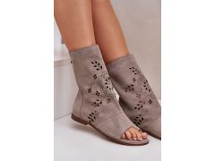Zazoo 3437 dámské semišové sandály s hřebínkem na zip Beige