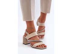 Dámské elegantní sandály na podpatku béžové d&a MR38-549
