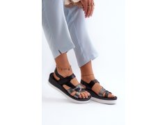 Zazoo 40397 dámské kožené sandály na platformě Černé