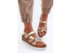 Zazoo 40397 dámské kožené sandály na platformě Zlaté
