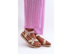 Zazoo 50103 dámské kožené sandály na platformě Beige