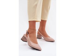 Dámské sandály na podpatku vinceza Béžové