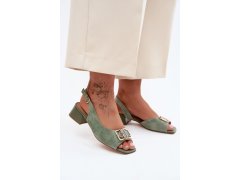 Elegantní sandály z přírodního semiše na podpatku d&a ce61-3127 Zelené