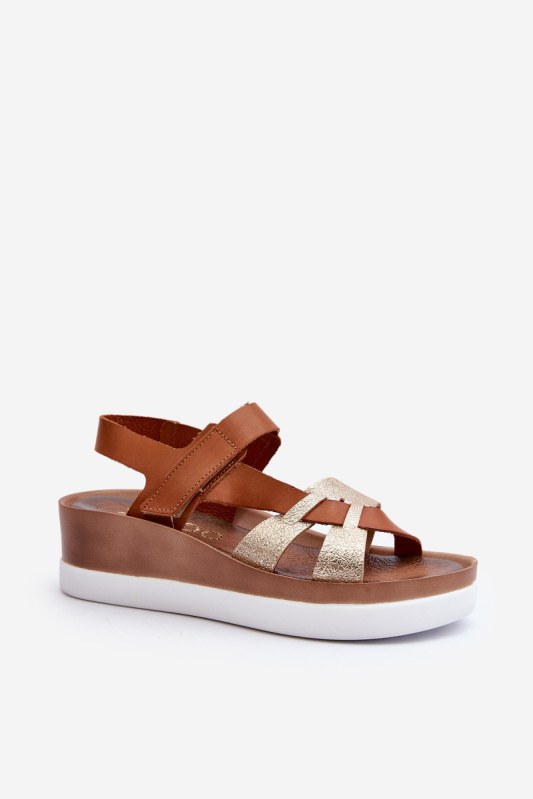 Zazoo 40397 dámské kožené sandály na platformě Hnědé