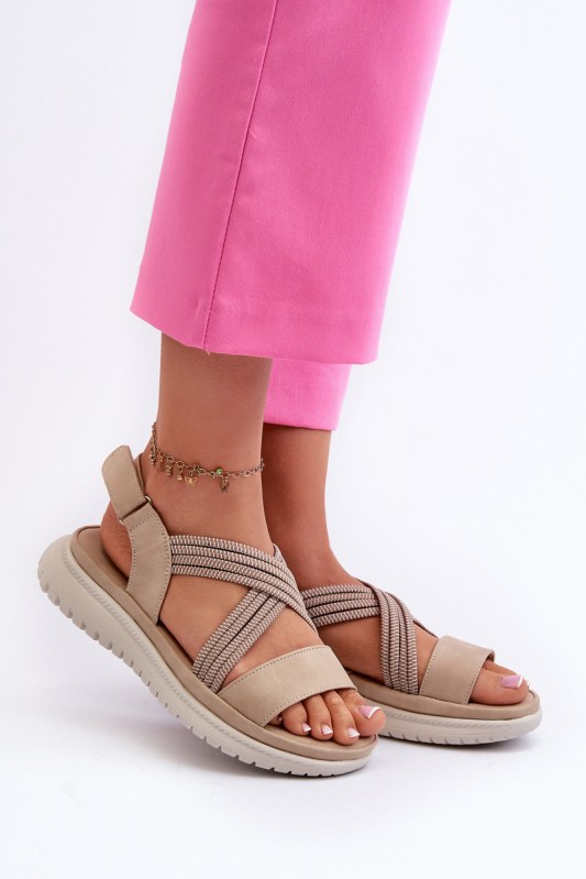 Lehké dámské pohodlné sandály na suchý zip beige Ceclea