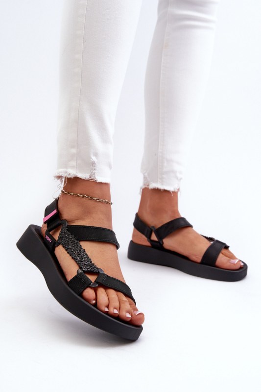 Vonné sandály na suchý zip zaxy ll285062 Černé