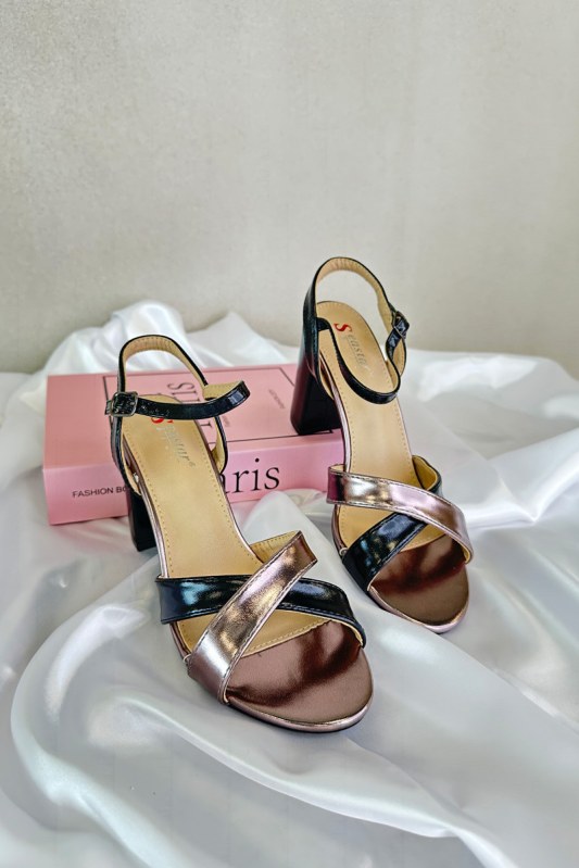 Eko kožené sandály na podpatku sloupku černé Abilica - Dámské boty Ženysandály