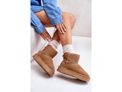 Dámské semišové sněhule na platformě nad kotníky camel Rianaella