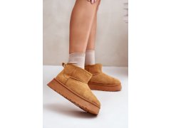 Nízké dámské sněhule na platformě s&nbsp;teplou podšívkou camel Saldren