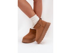 Dámské sněhule na platformě zateplené kožíškem camel Vesirae