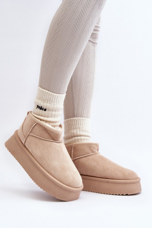 Dámské sněhule na hrubé podrážce beige Caliksa