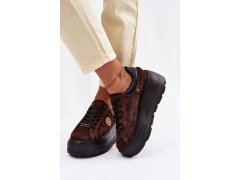 Kožené semišové tenisky lr61-7094 hnědé - D&A