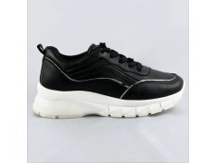 Černé dámské sneakersy s&nbsp;metalickou lemovkou (BG-02)